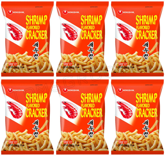 6 BAGS SHRIMP FLAVORED CRACKERS Asian Chips Snacks Treats Nongshim 75g 2.64oz