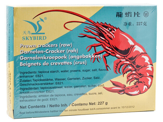 6 SKYBIRD PRAWN CRACKERS Boxes Shrimp Chips Asian Snacks For Frying 227g 8oz