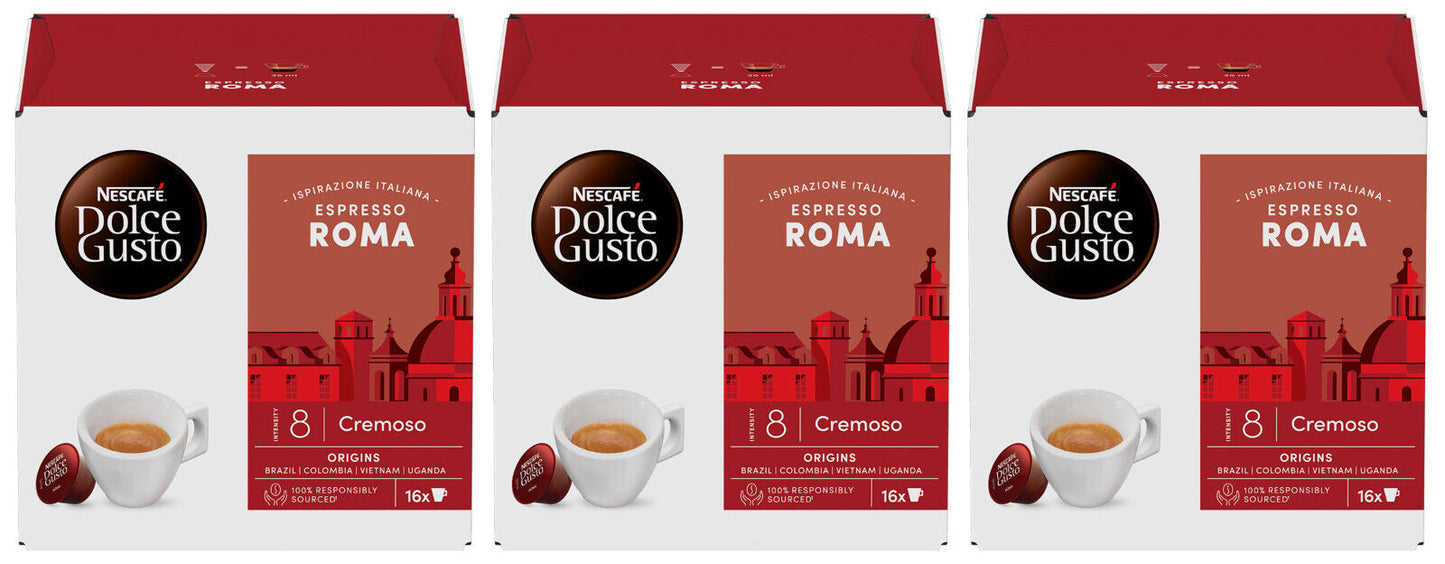 3 NESCAFE ESPRESSO ROMA Cremoso Dolce Gusto Coffee Capsules Pods Boxes New