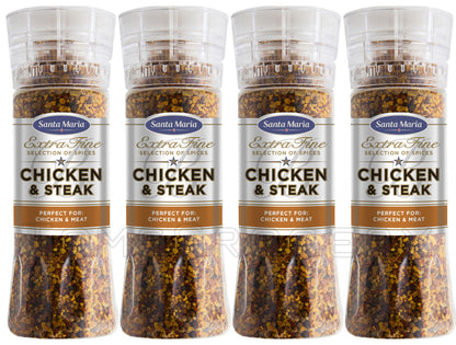 4 SANTA MARIA CHICKEN & STEAK Extra Fine Spice Mix Grinders 250g 8.8oz