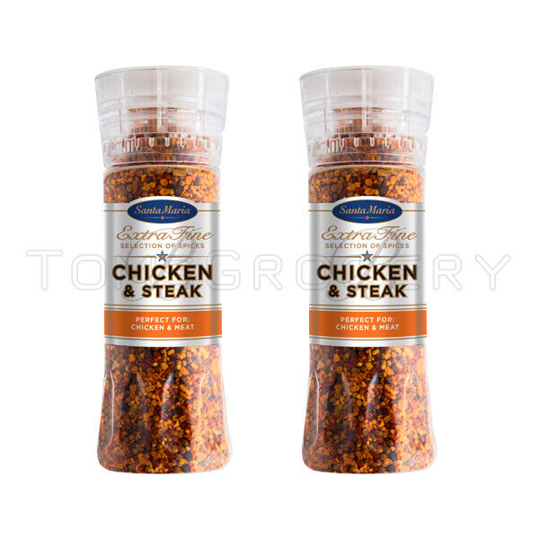 4 SANTA MARIA CHICKEN & STEAK Extra Fine Spice Mix Grinders 250g 8.8oz