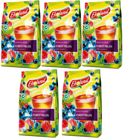 5 EKOLAND FOREST FRUITS Flavored Powdered Instant Tea Drink Bags 300g 10oz