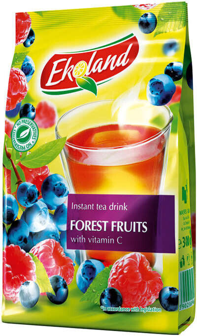 5 EKOLAND FOREST FRUITS Flavored Powdered Instant Tea Drink Bags 300g 10oz