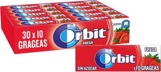 30 WRIGLEY'S ORBIT STRAWBERRY Flavor Sugarfree Chewing Gum Packs 14g 0.49oz