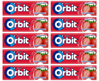 30 WRIGLEY'S ORBIT STRAWBERRY Flavor Sugarfree Chewing Gum Packs 14g 0.49oz
