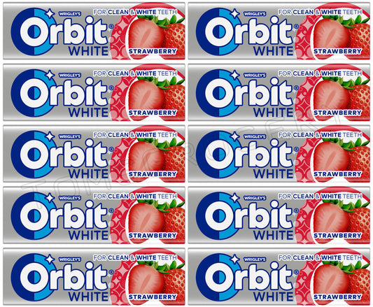 10 WRIGLEY'S ORBIT WHITE STRAWBERRY Flavor Sugarfree Chewing Gums 14g 0.49oz