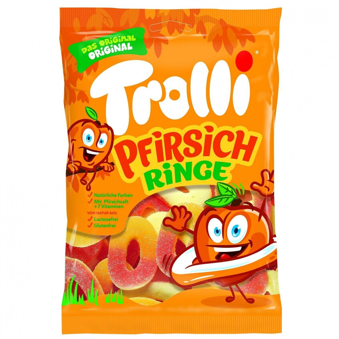 TROLLI Original Peach Rings Sugar Coated Gummy Candy Party Sweets 200g 7oz bag