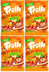 4 TROLLI Original Peach Rings Sugar Coated Gummy Candy Party Sweets 200g 7oz