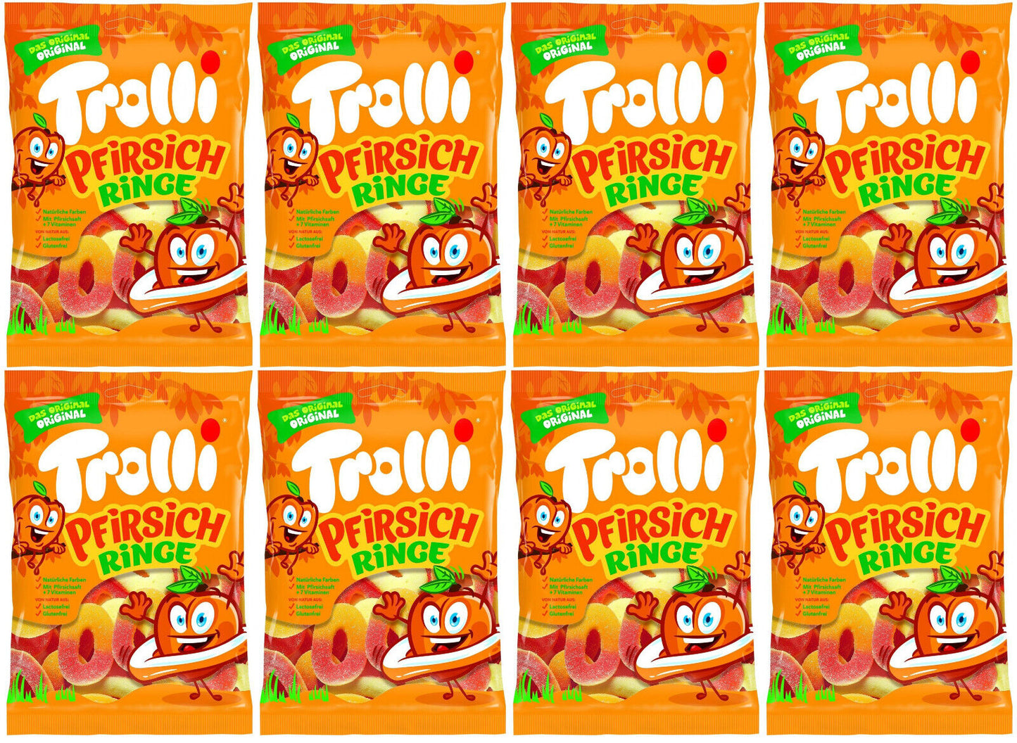 8 TROLLI Original Peach Rings Sugar Coated Gummy Candy Party Sweets 200g 7oz