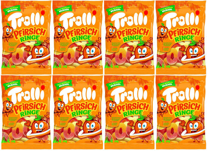 8 TROLLI Original Peach Rings Sugar Coated Gummy Candy Party Sweets 200g 7oz