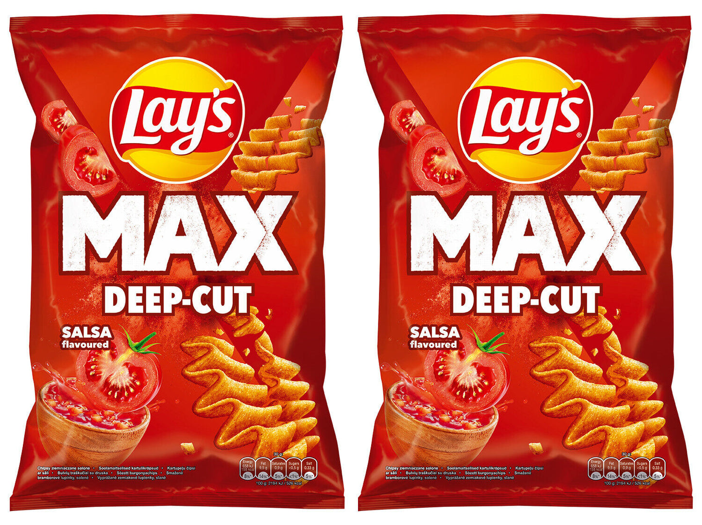 2 LAYS MAX DEEP CUT SALSA Flavor Potato Chips Crisps Snacks 120g 4.2oz