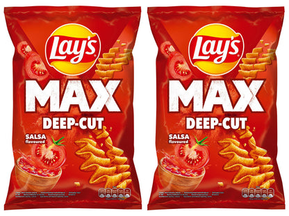 2 LAYS MAX DEEP CUT SALSA Flavor Potato Chips Crisps Snacks 120g 4.2oz