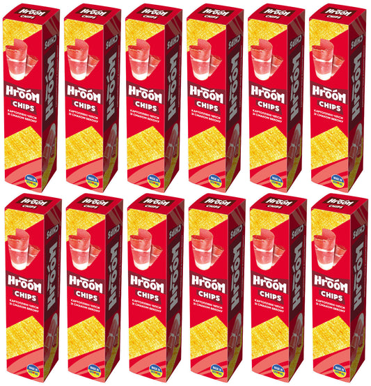 12 HROOM CHIPS Bacon Flavor Thin Strips Potato Chips Crisps Snacks 50g 1.7oz