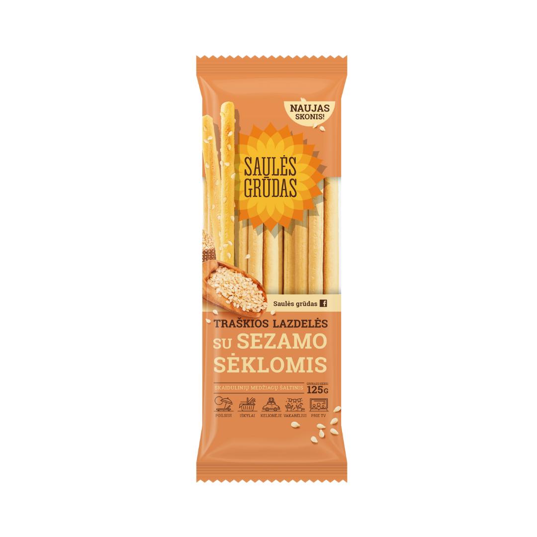SAULES GRUDAS Crackers Crunchy Bread Sticks with Sesame Seeds 125g