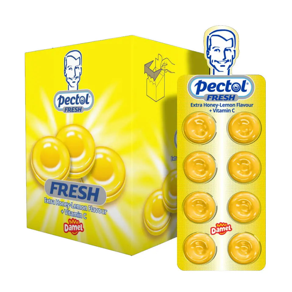 PECTOL Fresh Lemon Flavor Pastilles with Vitamin C FULL BOX 24 x 19.2g