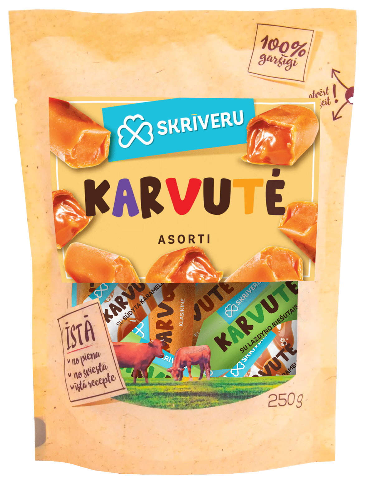 SKRIVERU KARVUTE Assorted Flavors Caramel Fudge Candies 250g