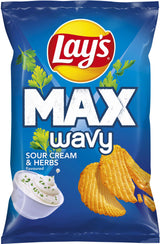 LAYS MAX WAVY SOUR CREAM & HERBS Flavor Potato Chips 5 x 120g 4.2oz