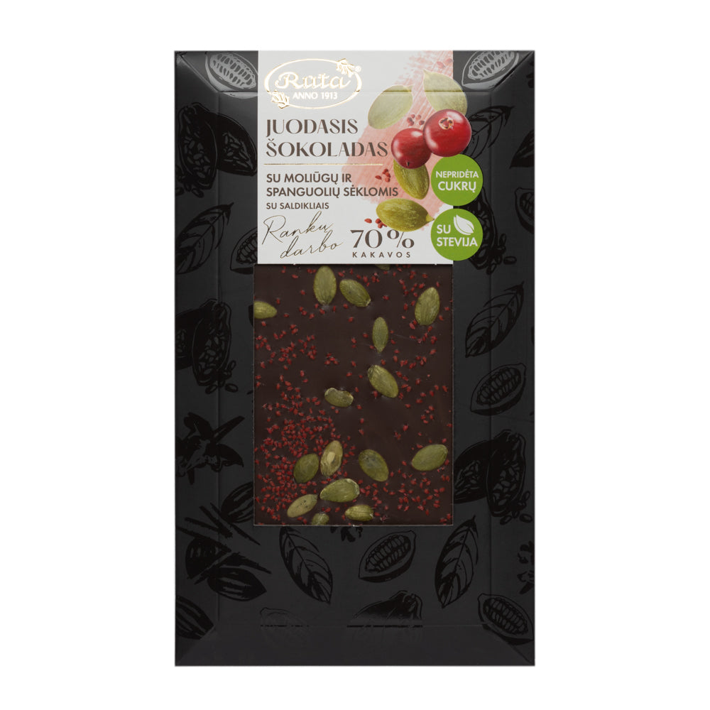 RUTA Dark Chocolate Bar with Stevia, Pumpkin & Cranberry Seeds 100g