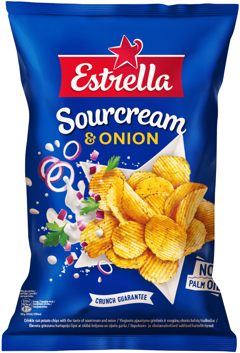 ESTRELLA Sour Cream & Onion Flavor Potato Chips European Snacks 130g 4.5oz