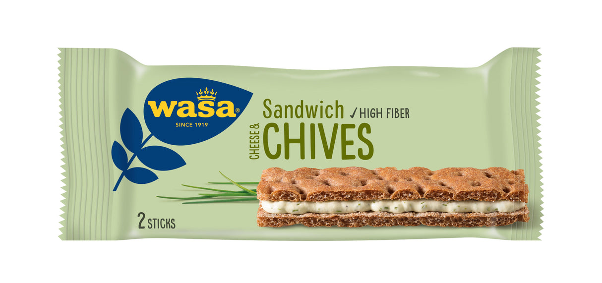 WASA Cheese & Chives Sandwich Crispy Baked Bread Snacks 37g