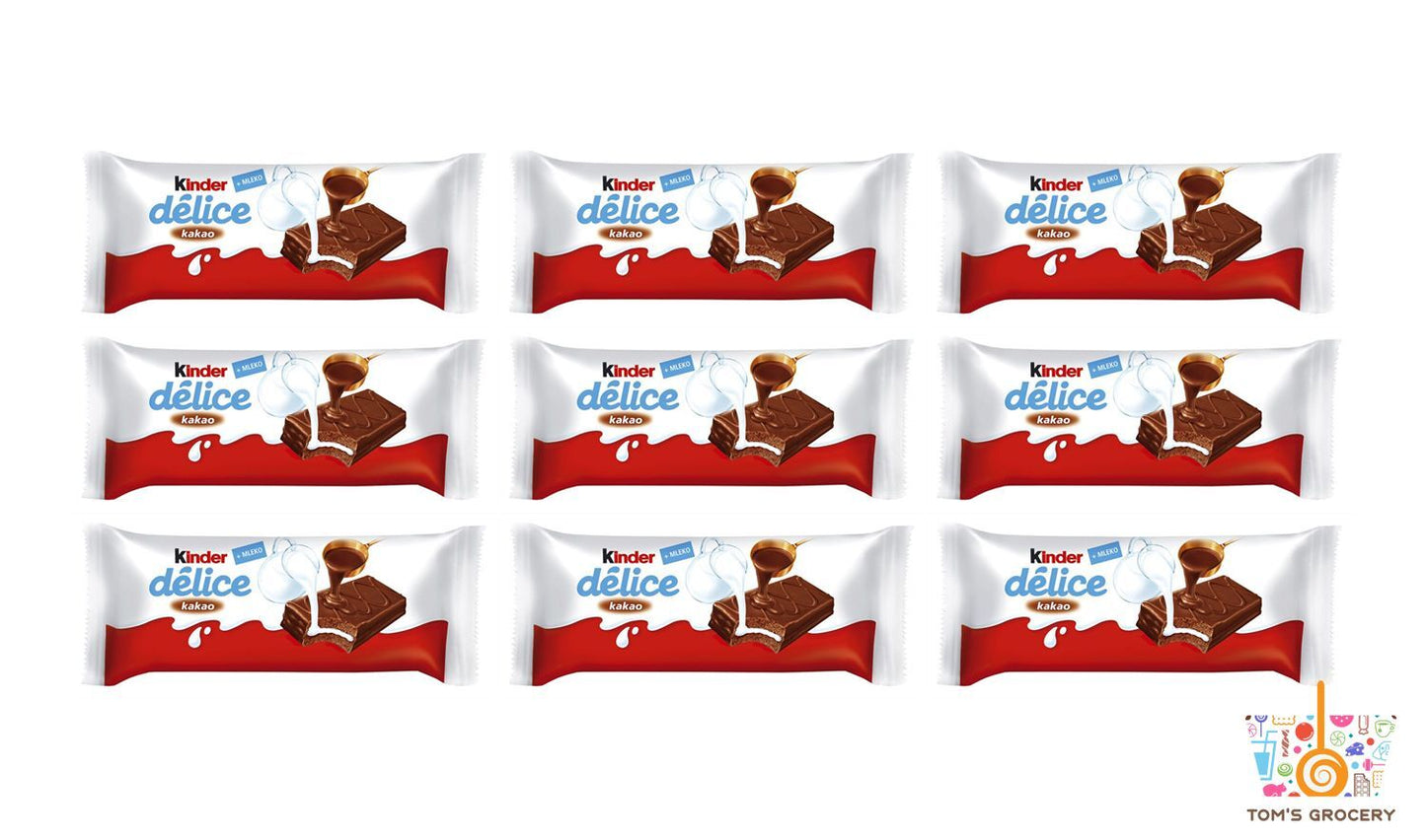 9 x KINDER DELICE Sponge Chocolate Bars Biscuits Snacks Sweets 39g 1.4oz