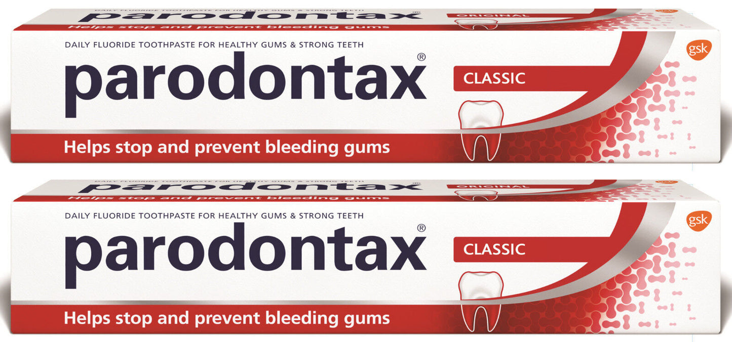 2 PARODONTAX CLASSIC Daily Fluoride Toothpaste for Healthy Gums & Teeth 75ml