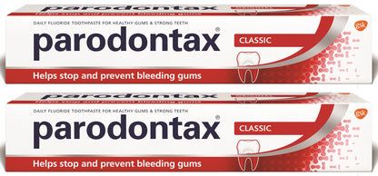 2 PARODONTAX CLASSIC Daily Fluoride Toothpaste for Healthy Gums & Teeth 75ml