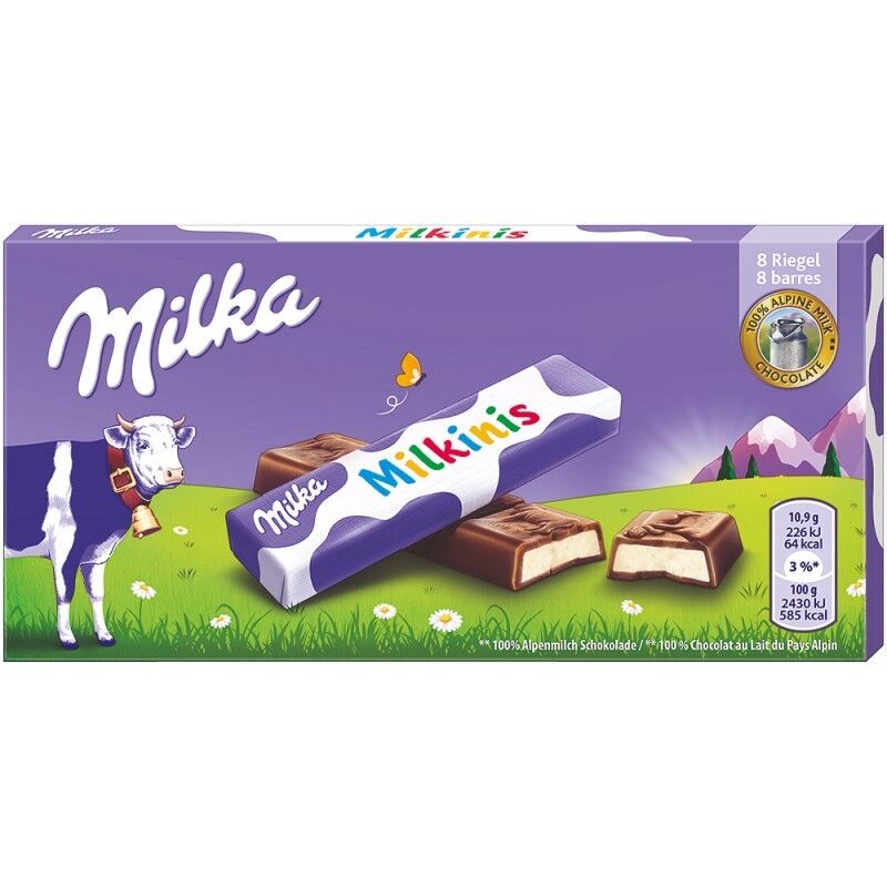 4 MILKA MILKINIS Cream Filled Alpine Milk Chocolate Sticks Candies Treats 88g