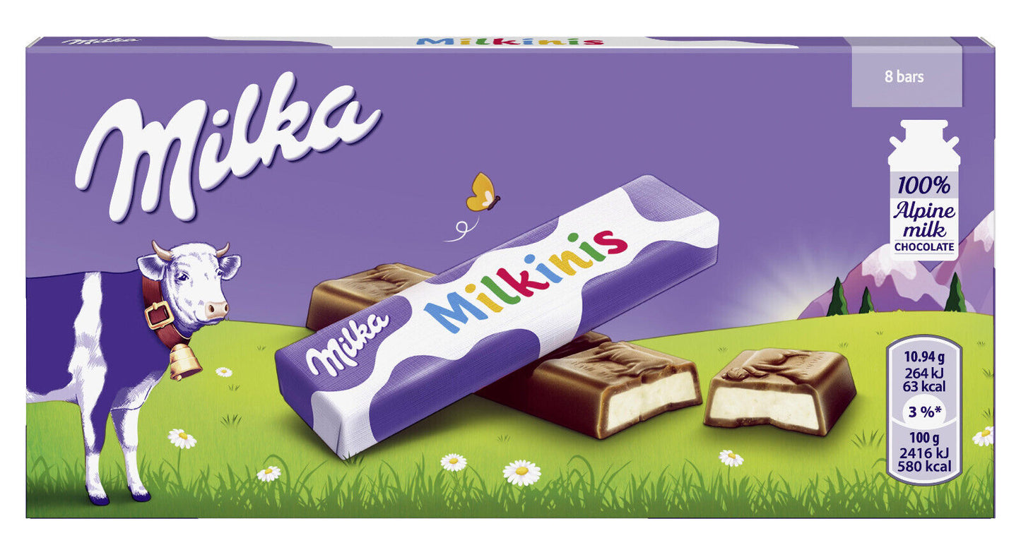 4 MILKA MILKINIS Cream Filled Alpine Milk Chocolate Sticks Candies Treats 88g