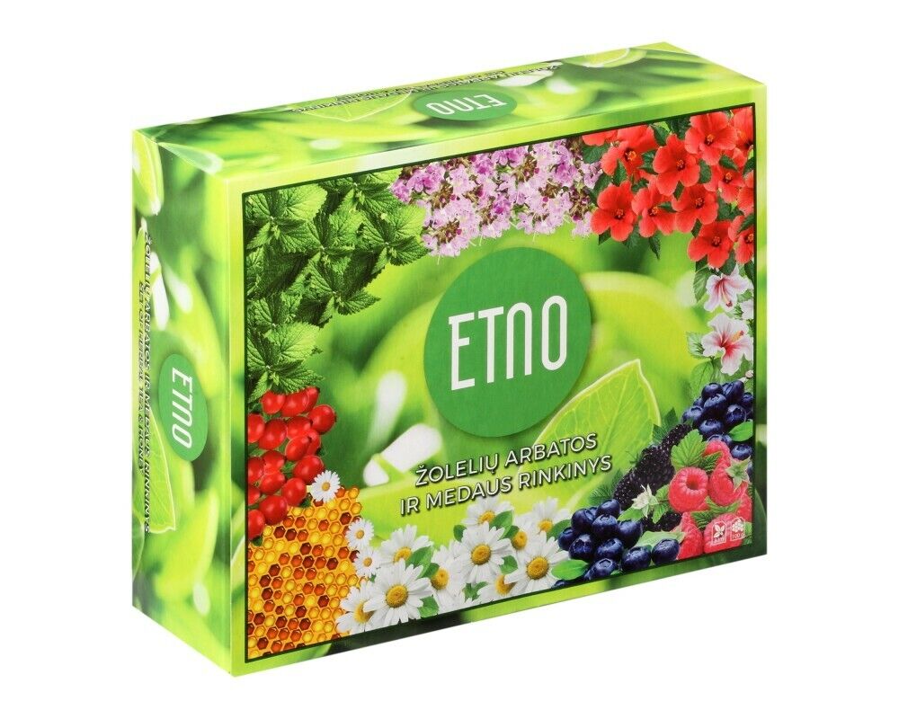 ETNO Natural Herbal Tea Infusion Variety Box With Honey (50 servings)