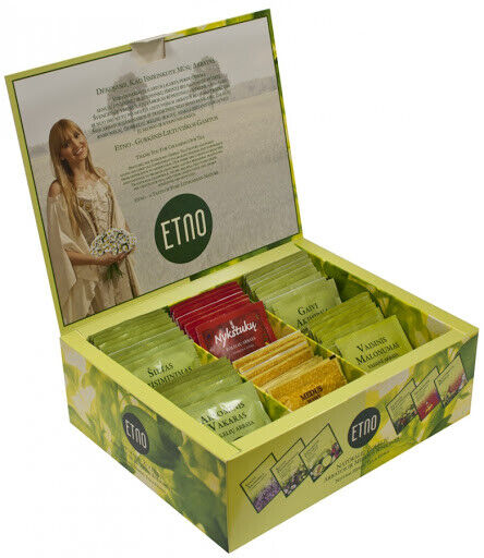ETNO Natural Herbal Tea Infusion Variety Box With Honey (50 servings)