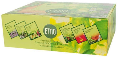 ETNO Natural Herbal Tea Infusion Variety Box With Honey (50 servings)