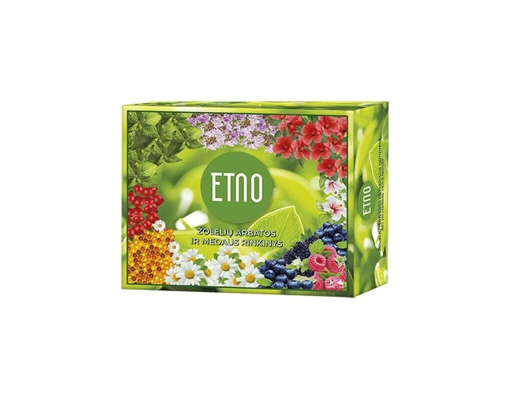 ETNO Natural Herbal Tea Infusion Variety Box With Honey (50 servings)