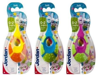 Jordan Kids 0-2 Years Soft Cleaning Toothbrush with Teething Ring