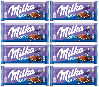 8 MILKA OREO Milk Chocolate Bars with Biscuit Pieces German Sweets 100g 3.5oz