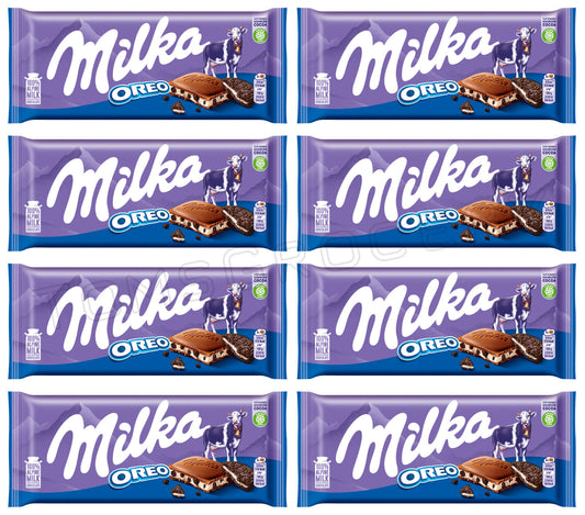 8 MILKA OREO Milk Chocolate Bars with Biscuit Pieces German Sweets 100g 3.5oz