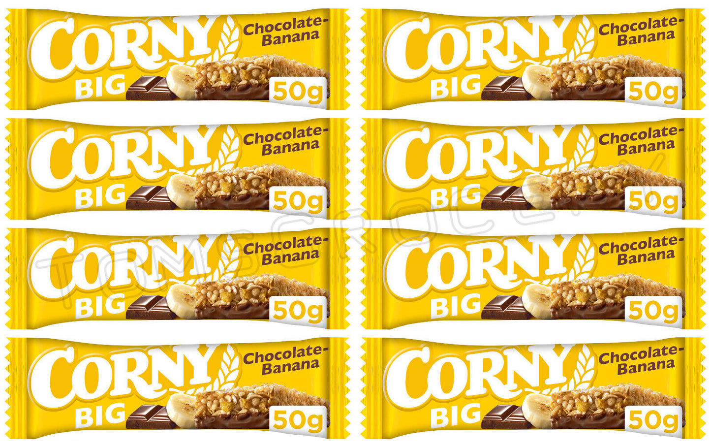 8 CORNY BIG Chocolate & Banana Healthy Energy Breakfast Cereal Bars 50g 1.8 oz