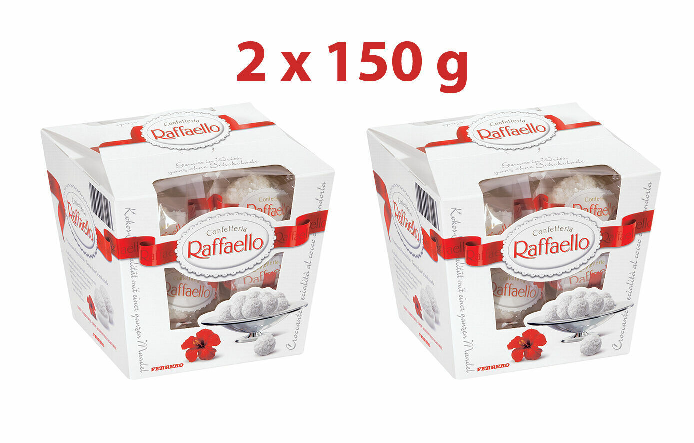 2 x FERRERO RAFFAELLO Crispy & Creamy Almond Coconut Candy Sweets 150g 5.3oz