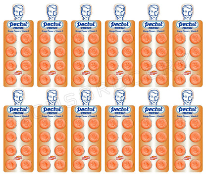 12 PECTOL Fresh Breath Orange Flavor Pastilles with Vitamin C Refreshing Candy