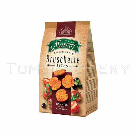 4 BRUSCHETTE MARETTI Tomato Olives & Oregano Flavor Oven Baked Bread Bites 70g