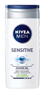 NIVEA Men Sensitive Soothing Shower Gel Body, Face & Hair 250ml 8.5fl oz