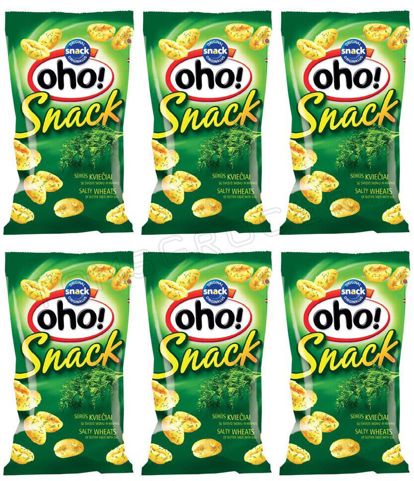 6 OHO DILL Flavor Puffed Salty Wheat Snacks Crisps 35g 1.23oz