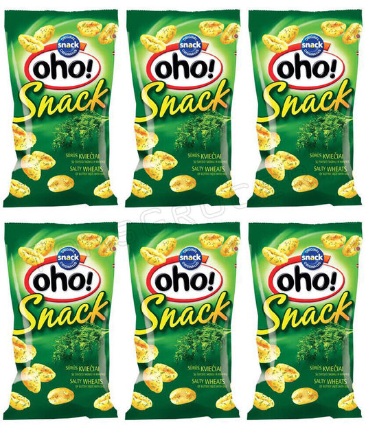 6 OHO DILL Flavor Puffed Salty Wheat Snacks Crisps 35g 1.23oz