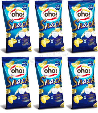 6 OHO SOUR CREAM & ONION Flavor Puffed Salty Wheat Snacks Crisps 35g 1.23oz