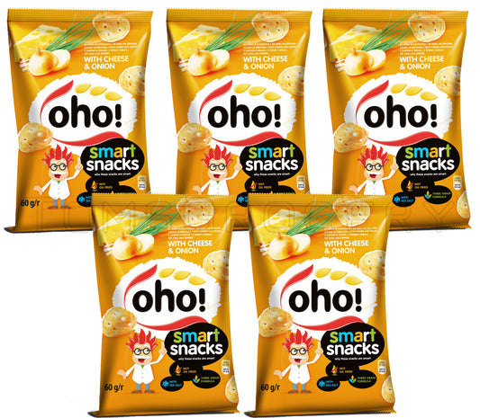 5 OHO CHEESE & ONION Flavor Chips Low Fat Corn Snacks Crisps 60g 2.1oz