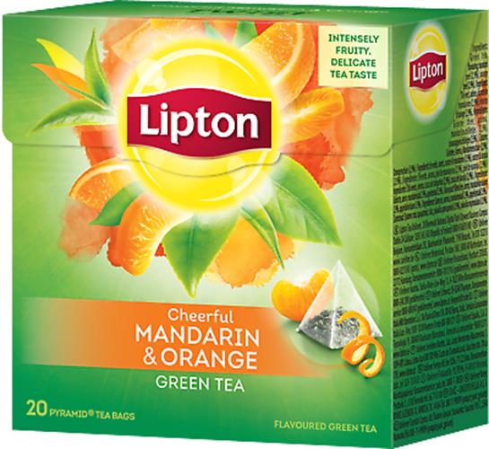 LIPTON Mandarin Orange Flavored Green Tea 20 Silk Pyramid Bags Box