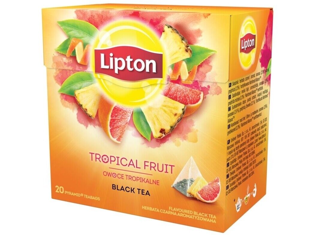 LIPTON Tropical Fruit Flavor Tea 20 Silk Pyramid Bags Pineapple Grapefruit