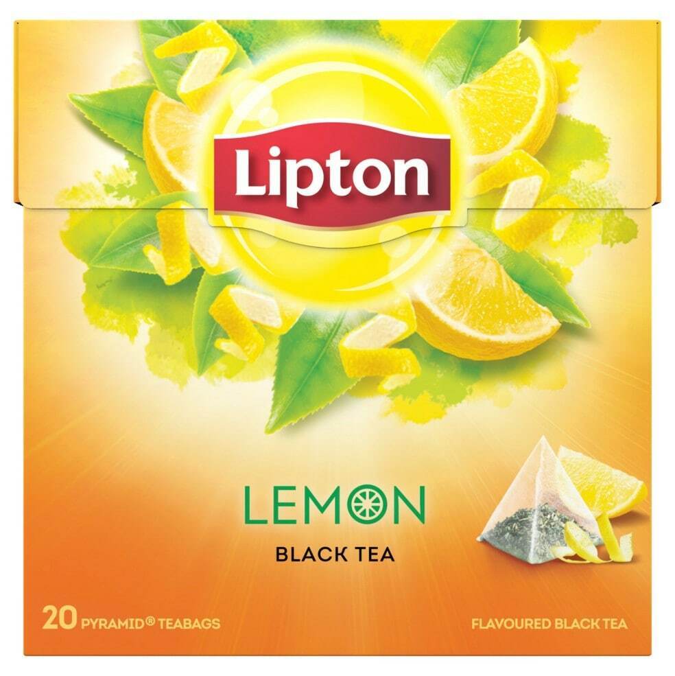 LIPTON LEMON Flavor Black Tea 20 Silk Pyramid Bags Box 34g (1.2oz ...