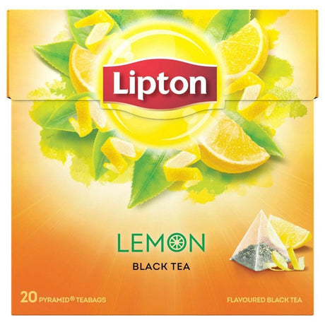 LIPTON LEMON Flavor Black Tea 20 Silk Pyramid Bags Box 34g (1.2oz)