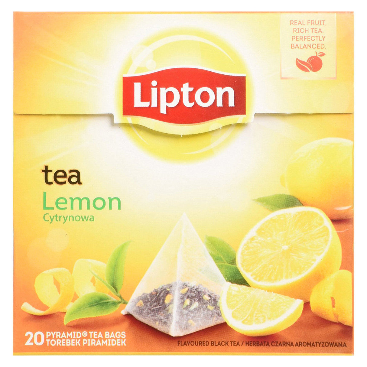 LIPTON LEMON Flavor Black Tea 20 Silk Pyramid Bags Box 34g (1.2oz)